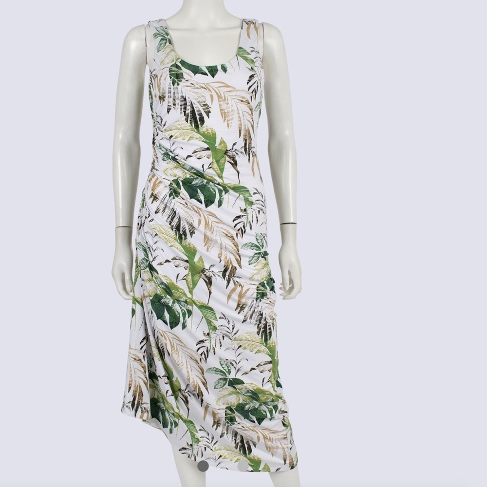 Tommy Bahama Tropical Print Sleeveless Dress with Side Ruching Size Small summer